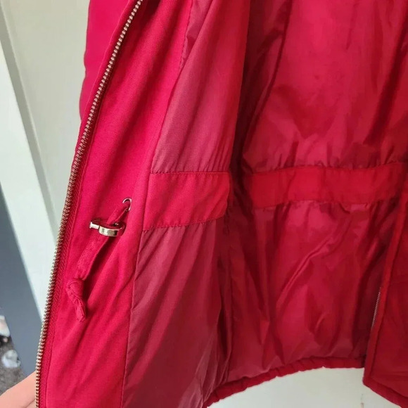 Vintage Talbots Quilted Puffer Jacket Womens Size M Red Nylon Cinchable Bomber - Picture 8 of 11